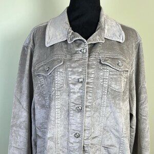 Patrick Christopher Grey 2XL Corduroy Jacket Rhinestone Buttons Cowgirl Chic